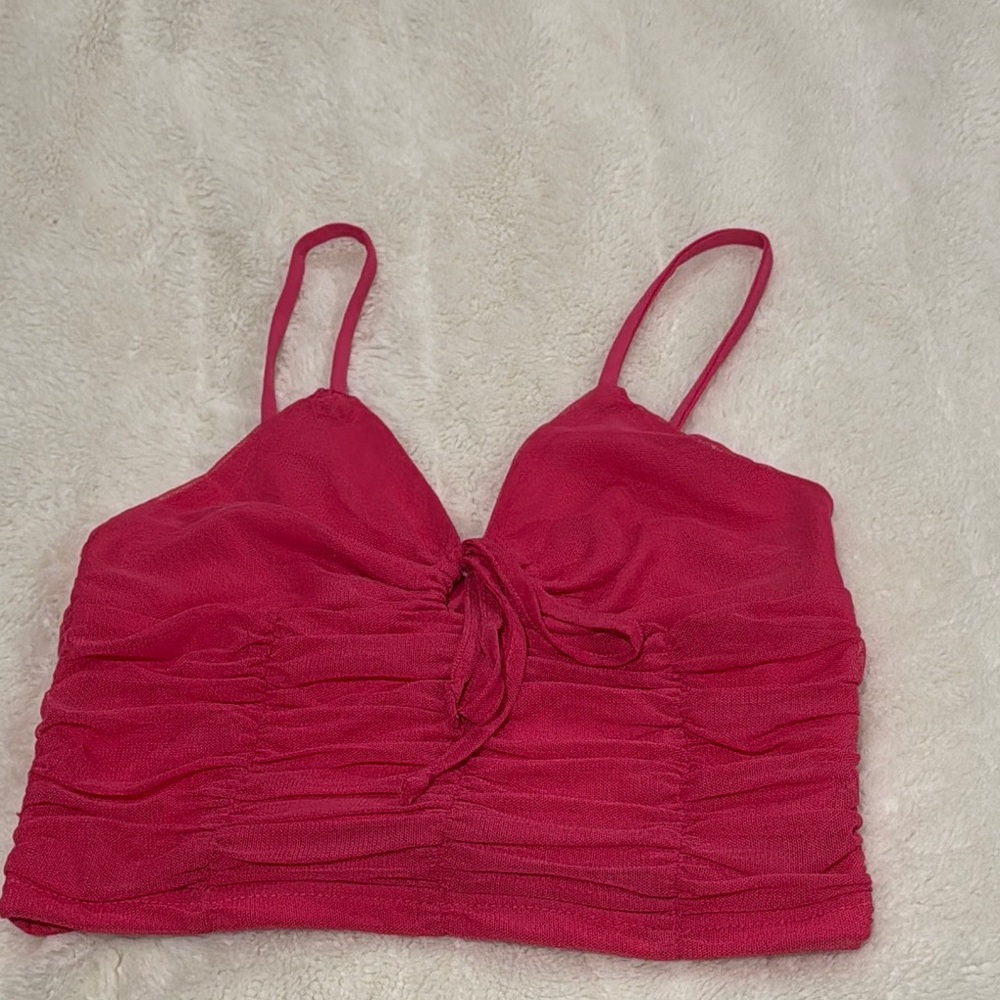 Women's Pink Ruched Crop Top